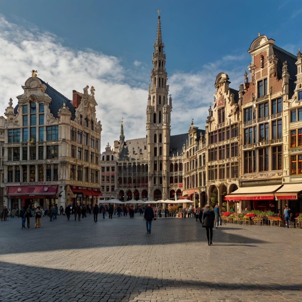 Prachtig uitzicht op de Grote Markt van Brussel bij zonsondergang