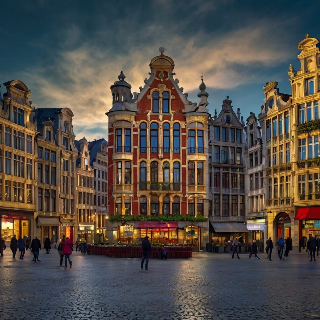 Historische Grote Markt met gouden gevels in de ochtendzon